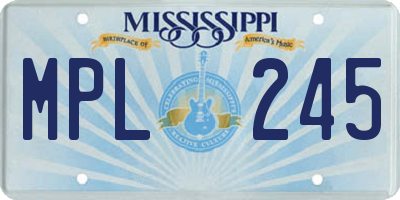 MS license plate MPL245