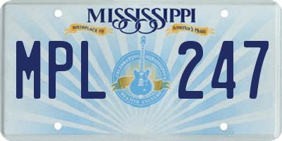 MS license plate MPL247