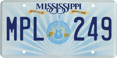 MS license plate MPL249