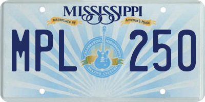 MS license plate MPL250