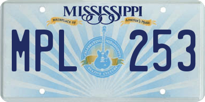 MS license plate MPL253