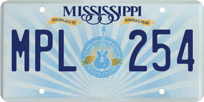 MS license plate MPL254
