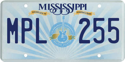 MS license plate MPL255