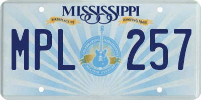 MS license plate MPL257