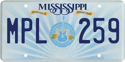 MS license plate MPL259