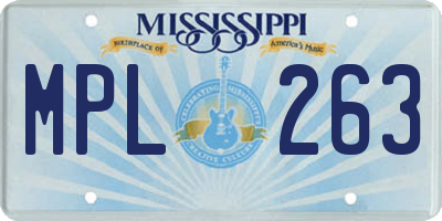 MS license plate MPL263
