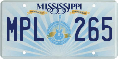 MS license plate MPL265