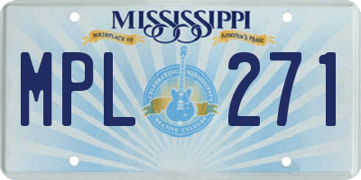 MS license plate MPL271