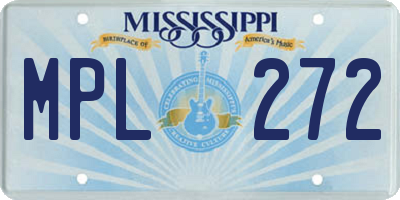 MS license plate MPL272