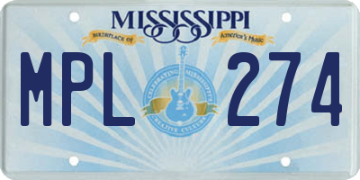 MS license plate MPL274