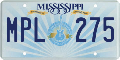 MS license plate MPL275