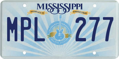 MS license plate MPL277