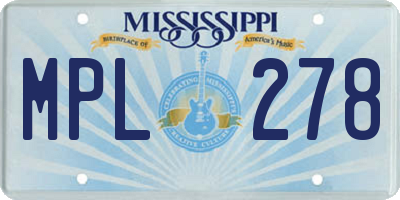 MS license plate MPL278