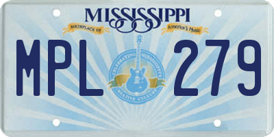 MS license plate MPL279