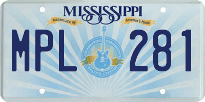 MS license plate MPL281