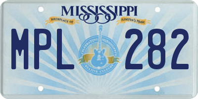 MS license plate MPL282