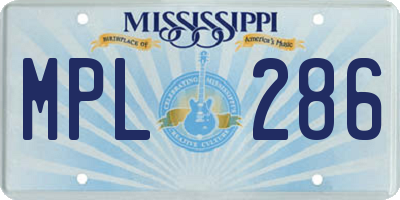 MS license plate MPL286