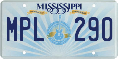 MS license plate MPL290