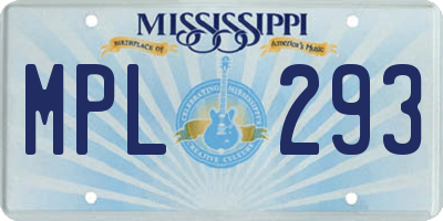 MS license plate MPL293
