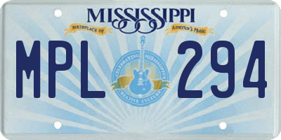 MS license plate MPL294