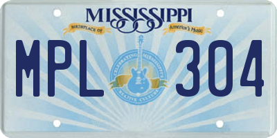 MS license plate MPL304