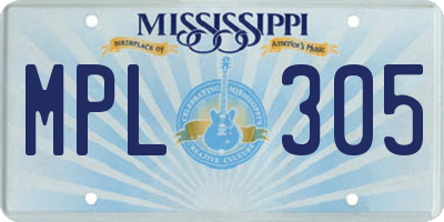MS license plate MPL305