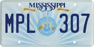 MS license plate MPL307