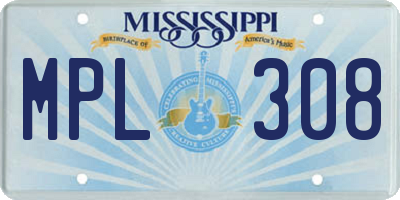 MS license plate MPL308