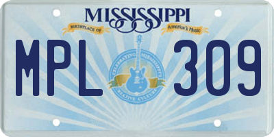 MS license plate MPL309