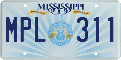 MS license plate MPL311