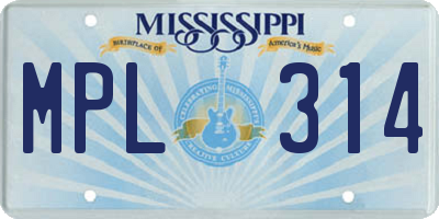 MS license plate MPL314