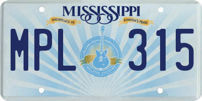 MS license plate MPL315