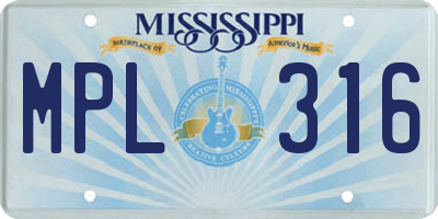 MS license plate MPL316