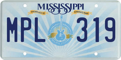 MS license plate MPL319