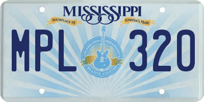 MS license plate MPL320