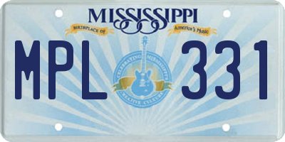 MS license plate MPL331