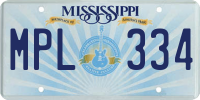 MS license plate MPL334