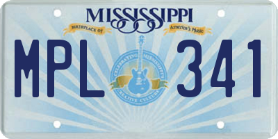 MS license plate MPL341