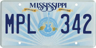 MS license plate MPL342