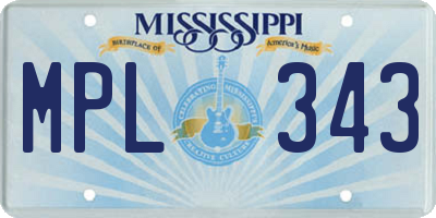 MS license plate MPL343