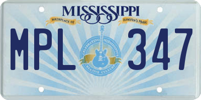 MS license plate MPL347