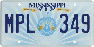 MS license plate MPL349