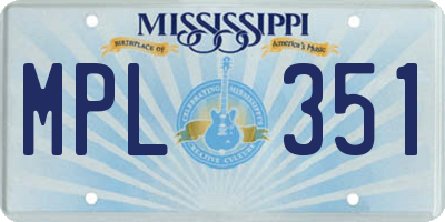MS license plate MPL351