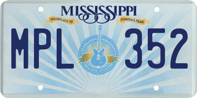 MS license plate MPL352