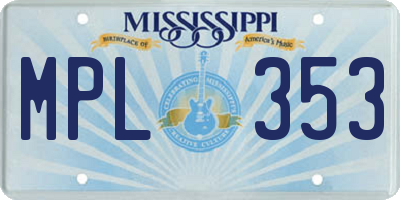 MS license plate MPL353