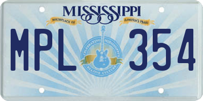 MS license plate MPL354