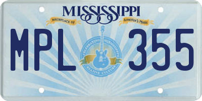 MS license plate MPL355