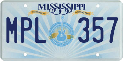 MS license plate MPL357