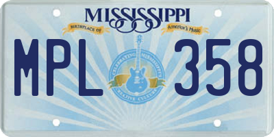 MS license plate MPL358