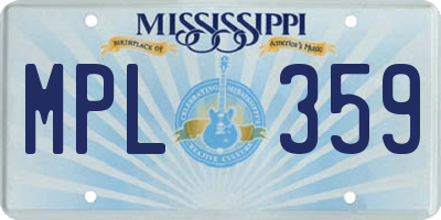 MS license plate MPL359